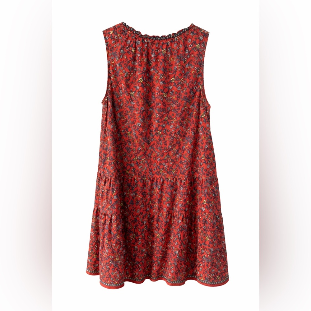 Max Studio Red Floral V-Neck Tiered Tunic - Picture 2 of 3